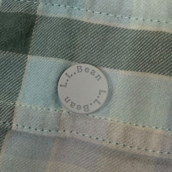LL Bean Men's Plaid Flannel Lined Shirt Jacket Shirt Size Large Green Gray - Picture 7 of 11